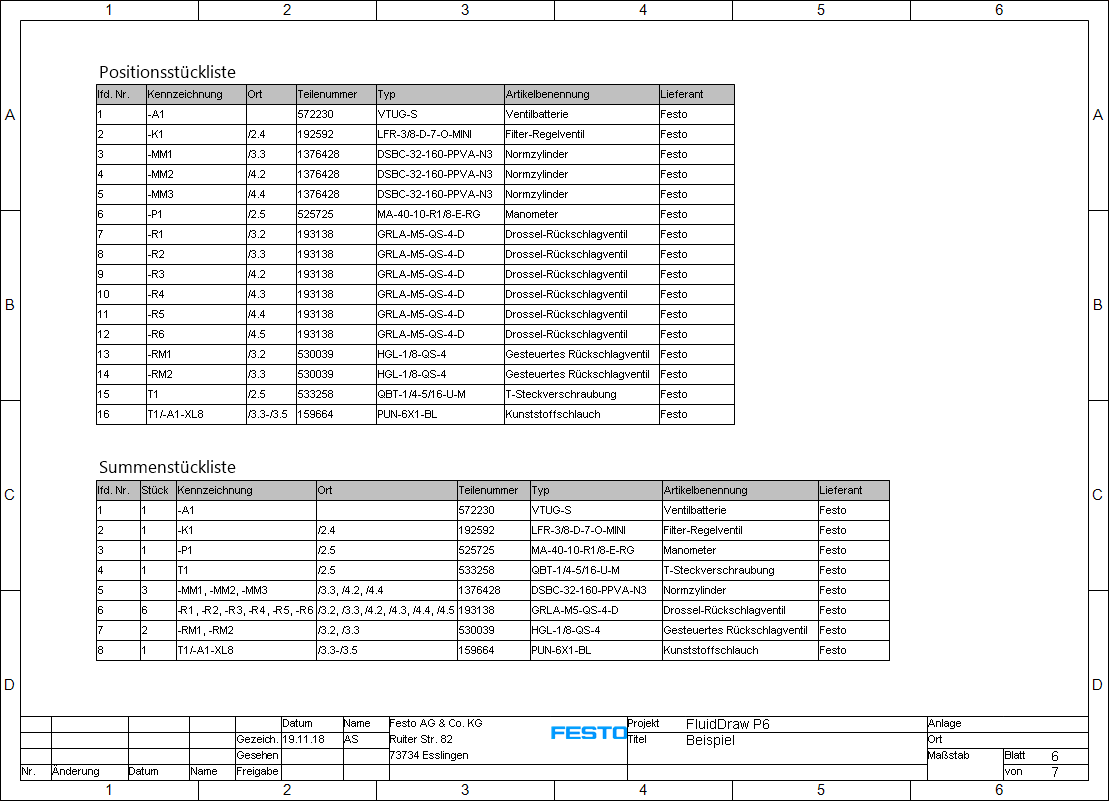 Beispielprojekt mit Stückliste