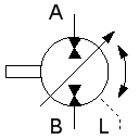 Reversible pump-motor unit with two directions of flow and variable displacement volume, external drain and two directions