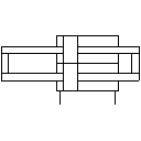 Cylinder, double-acting, with two in and out piston rods and double trestle